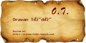 Oravan Tádé névjegykártya